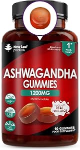 New Leaf Ashwagandha Gummies 1200mg 60 Vegan No Artificial Colours Flavours UK view 1