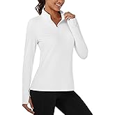 MAGCOMSEN Quarter Zip Pullover Women Fleece Shirt Thermal Long Sleeve Athletic Running Tops Thumb Hole