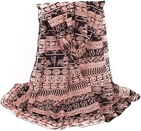 Roselegends Women's Skull Print Chiffon Scarf