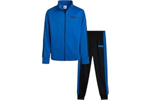 Fila Boys Tracksuit - 2 Piece Athletic Performance Tricot Full Zip Track Jacket and Boys Joggers Activewear Set (Size: 8-12)