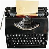 Classic Old Fashioned Manual Typewriter Machine With Ribbon,vintage Manual Typewriter Machine For Typing Letters &amp; Notes,portable Typewriter Decor For Home Office(11.8"D x 11.8"W x 3.2"H, Black)