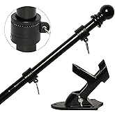 NELXINJO 6FT Stainless Steel Flag Pole Kit with Bracket for Outside House | Outdoor Mounting for 3x5 American Flag (Without Flag, Black)