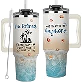 I'm Retired Tumbler, Retired Not My Problem Anymore - Happy Retirement Gifts for Women 2025, Retired Mug Present Ideas, Coworker Leaving Gifts, Retirement Cup for Mom, Teacher, Colleague, Boss, Nurse