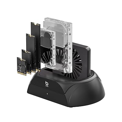 Hard Drive Docking Station, Pcie NVMe Adapter with Cooling Fan Superior Cooling Efficiency, External Hard Drive Reader Compatible with M.2 NVMe/SATA SSD & 2.5" and 3.5" SATA HDD SSD