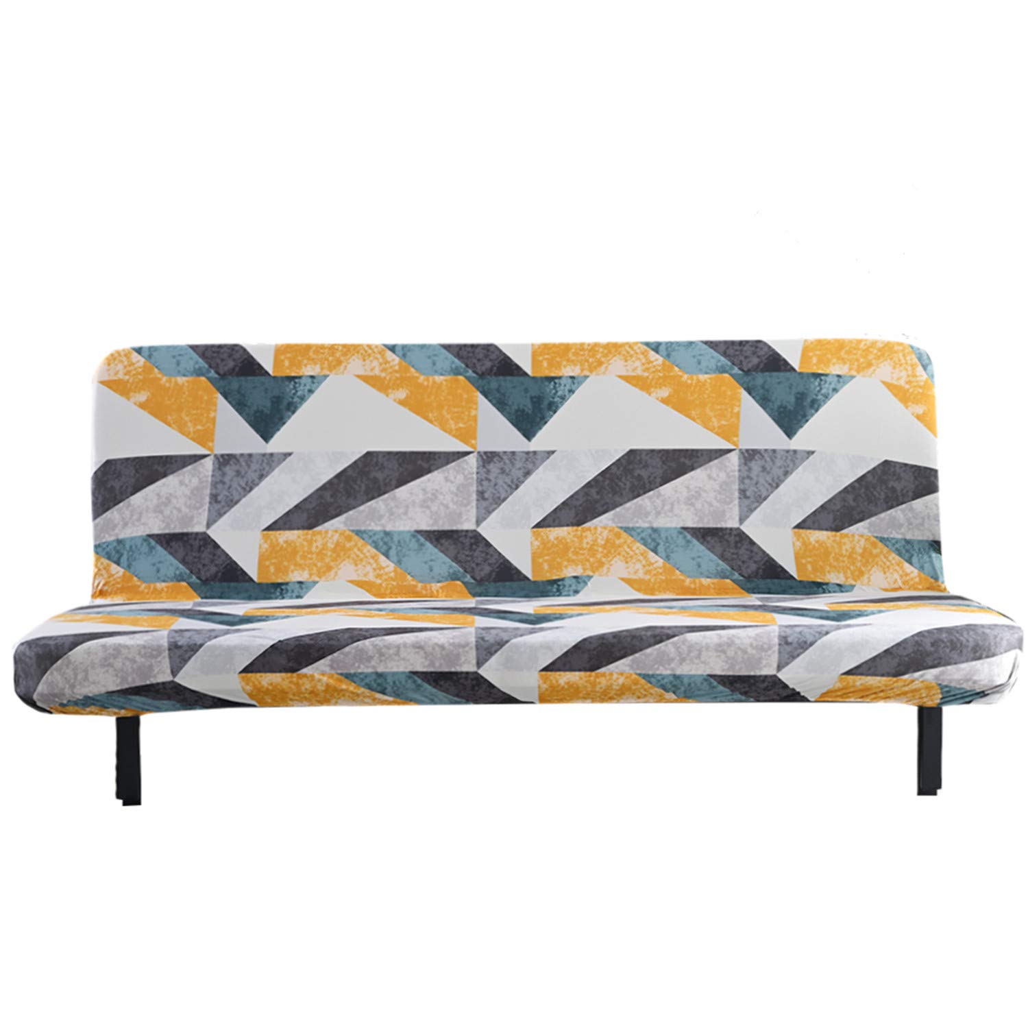 Mingfuxin Armless Sofa Bed Cover, Spandex Stretch Futon Slipcover Protector, Non-Slip Elastic Folding Couch Sofa Shield Fits for 2-3 Seater Folding Sofa Bed without Armrests (Printed #2703)