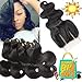 Body Wave 3 Bundles with Closure,10 12 14 and 8 Inch 10A Brazilian Body Wave Human Hair Bundles with Free Part 4x4 Lace Closure,100% Unprocessed Virgin Human Hair Weave Weft for Black Women
