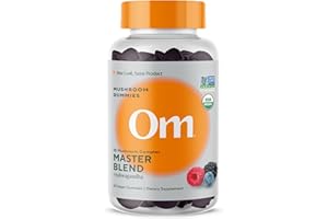OM MUSHROOM SUPERFOOD OM Master Blend Mushroom Gummies - Organic Mushroom Supplement with 10 Mushrooms and Ashwagandha – Support Immunity, Gut Health & Stress Relief, 56 Count (28 Servings), Mixed Berry Flavor​