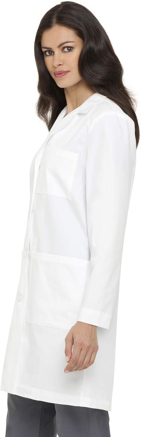 3-Pocket, Classic Relaxed Fit Notch Collar Medical Lab Coat 3155: Clothing