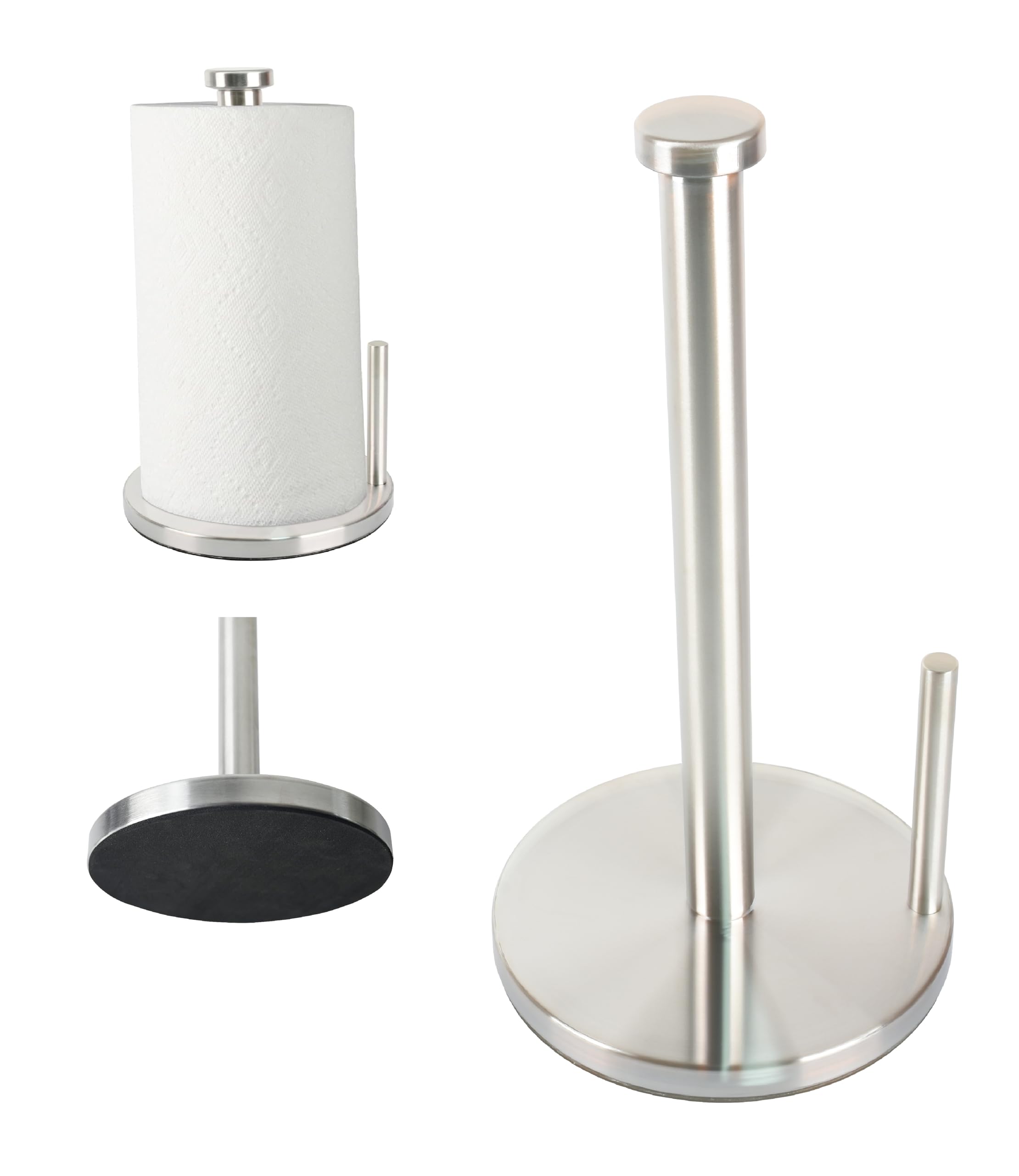 Photo 1 of Steelware Central Paper Towel Holder with Side Rod, Stainless Steel, Easy Tear Dispenser for Home Kitchen Countertop Tabletop (Silver)