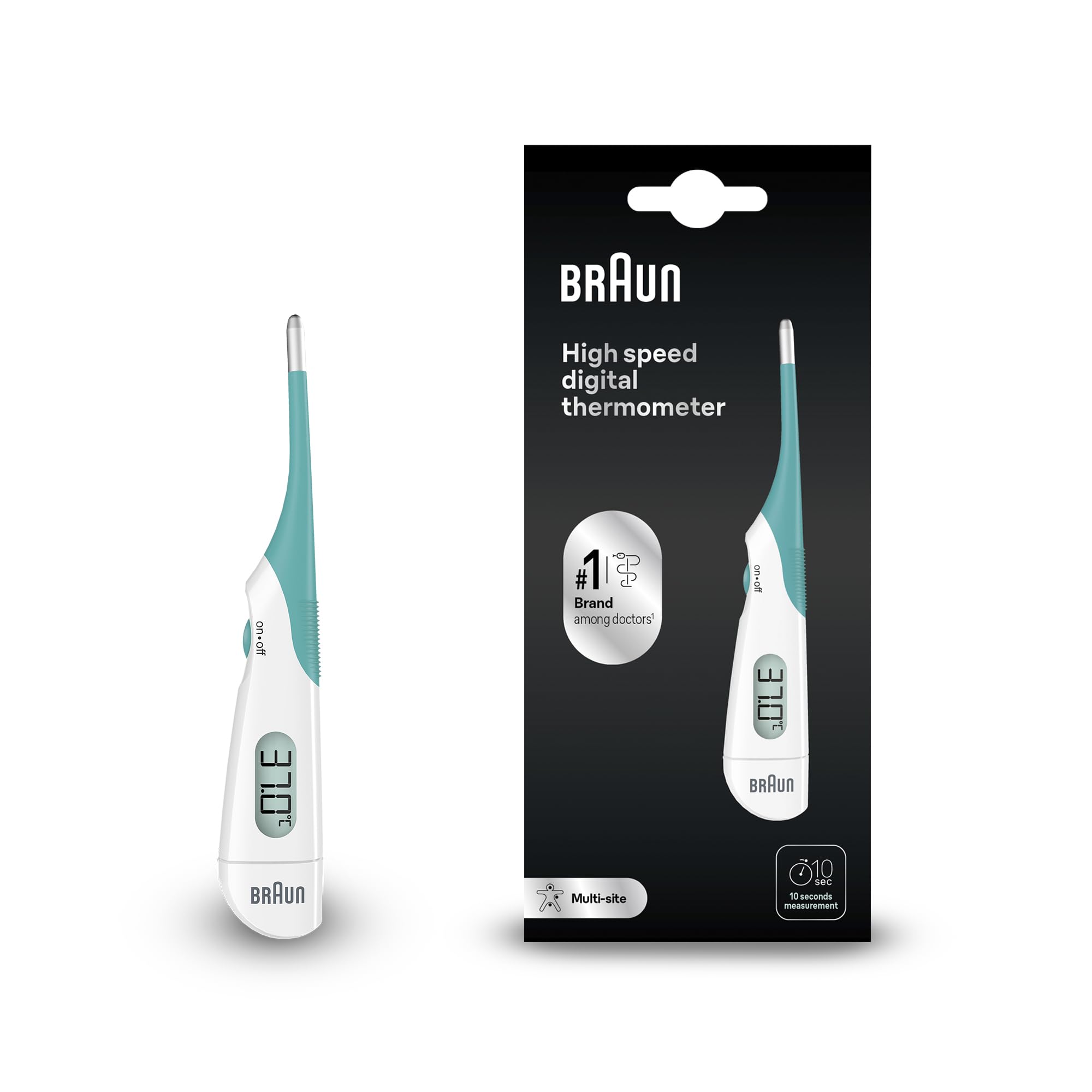 Braun High Speed Digital thermometer - Digital Stick for Multi-Site Usage - Orally, Rectally or Underarm - Baby and Infant Friendly - #1 Brand among doctors(1) - PRT1000 (Package may vary)