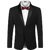 COOFANDY Men's Tuxedo Jacket One Button Dress Suit Blazer Jacket for Wedding Dinner Prom Party