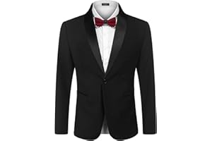 COOFANDY Men's Tuxedo Jacket One Button Dress Suit Blazer Jacket for Wedding Dinner Prom Party
