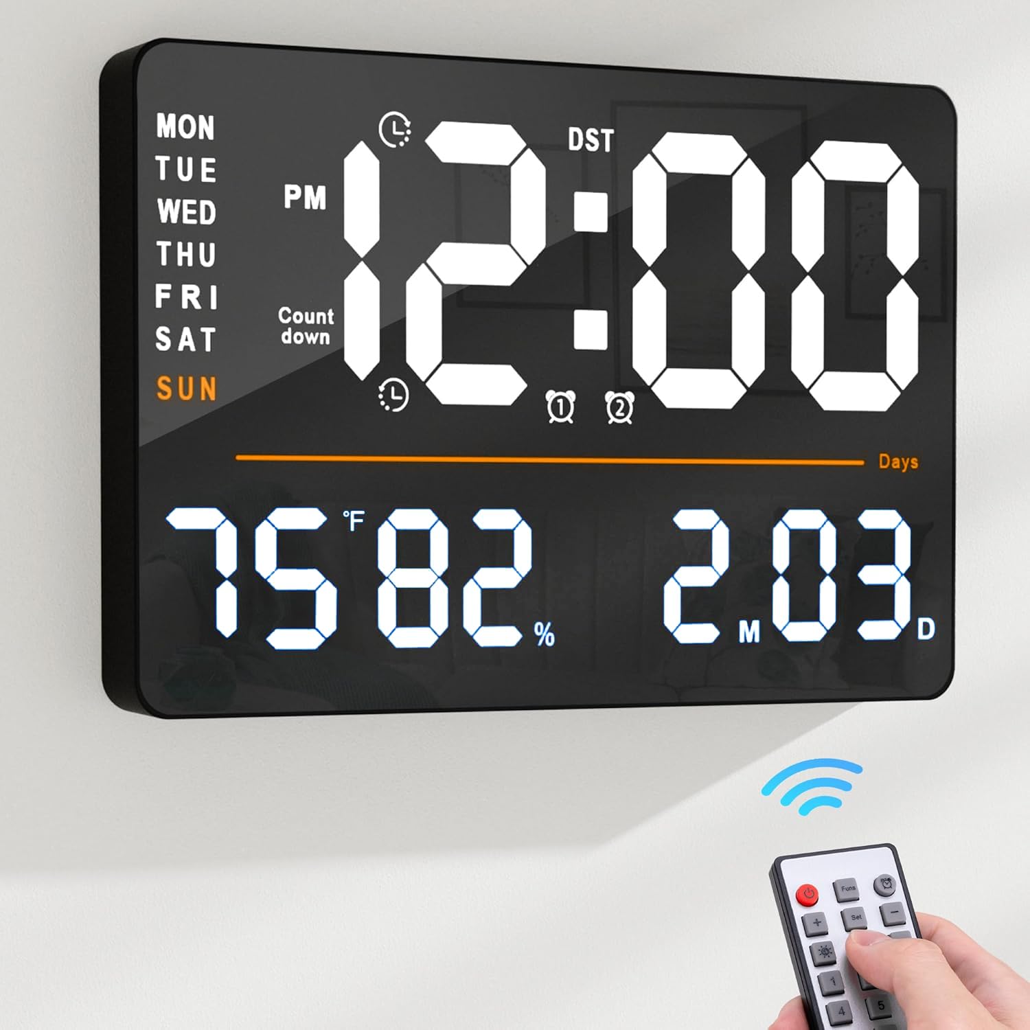 Photo 1 of AYRELY® 16" LED Digital Wall Clock with Large Display,Alarm Clock with Digital Calendar for Living Room, Bedroom,Office,Shop,Gym Decor,Seniors,Gift for Elderly (Powered by Plug-in Only)