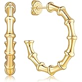 14K Gold Earrings Hoops Large Bamboo Earring Gold Earrings For Women Thick Hoop Earring 14K Gold 30MM