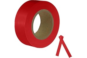 JIZHGRAD Red Flagging Tape,Surveyors Tape,1-3/16" × 300' Survey Tape,Tree Marking Ribbon,Non-Adhesive Plastic Ribbon,Trail Marking Tape