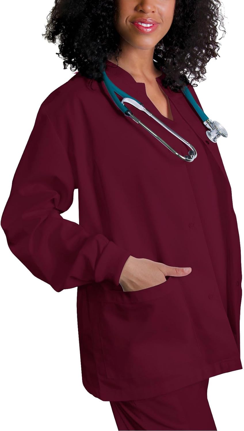 Adar Universal Scrubs for Women - Round Neck Warm-Up Scrub Jacket: Clothing