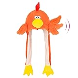 Bubblepompom Chicken Hat with Ears Moving Jumping