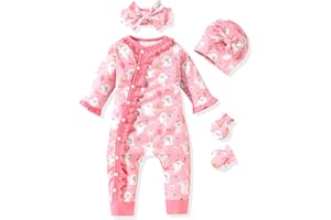 Aalizzwell Baby Girls Romper Outfit Fall Winter Clothes with Accessories