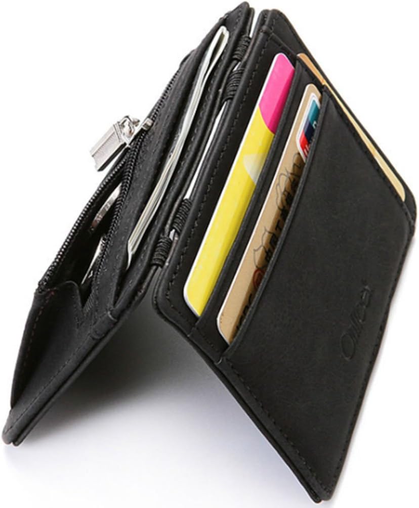 Coiol Slim Magic Wallet, RFID Blocking Wallet with Zipper Coin Pocket