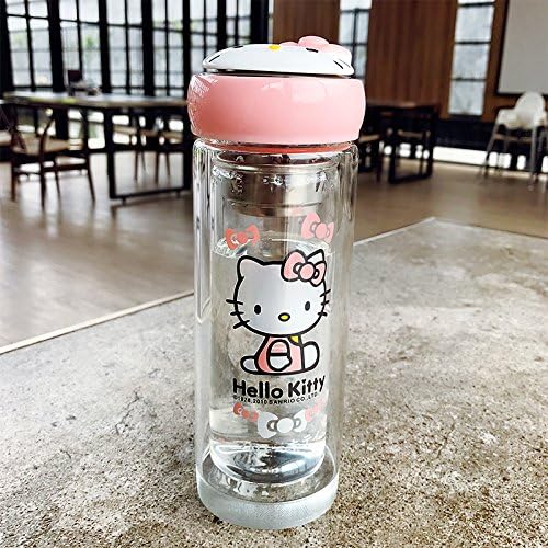 Hello kitty Glasses Creative cute double glass Travel Cup Milk coffee cup