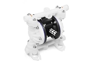 Nakkaa Pneumatic Double Diaphragm Pump PTFE 8.8GPM Transfer Pump 1/2" In/Out Max 120PSI, Used to Transport Various Low Viscosity Liquids Such as Hydraulic Fluid, diesel, coating,etc