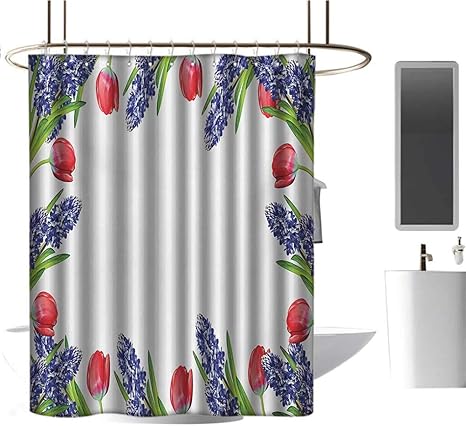 Amazon Qenuan キャンパーシャワーカーテン チューリップ キュート 花柄セット 異なる種類の花 草 希望 季節 イラスト アート マルチ エコフレンドリー バスルームカーテン 47 X64 W1cmxl160cm シャワーカーテン ホーム キッチン オンライン通販