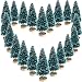 Sumind 72 Pieces Mini Christmas Trees Bottle Brush Trees Plastic Artificial Winter Sisal Mini Pine with Wooden Base Snow Frost Tree Tabletop Tree for Christmas Decoration Gift and Display