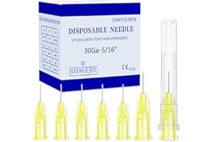 DFPTY Disposable Luer Lock Needle 30Ga 5/16 Inch 8mm 100Pack(30Ga-5/16IN)