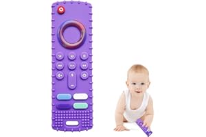 ROBBEAR Baby Teething Toys, Food Grade Silicone Teethers for Babies 3 6 12 18 Months, Fire Stick TV Remote Shape Infant Chew Toys for Boys and Girls, Freezer BPA Free (FTV-Purple)