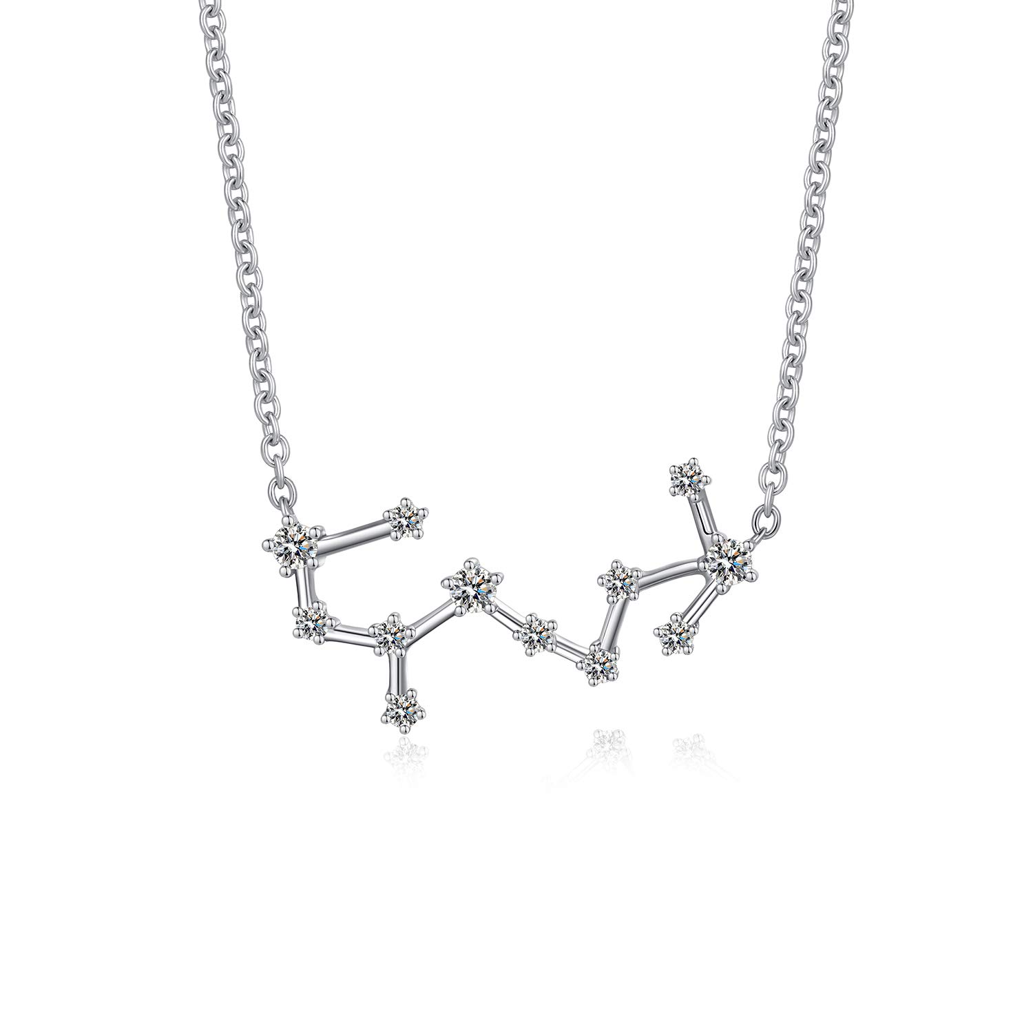 jiamiaoi Necklace for Women 12 Horoscope Necklace Leo 925 Sterling Silver Zodiac Sign 12 Constellation Necklace Astrology CZ Pendant Necklace Star Necklace Birthstone Necklace — image 1