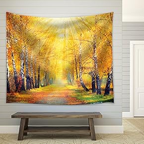 Tapestry Golden Forest Road - Fabric Tapestry Home-Decor - 51x60 inches