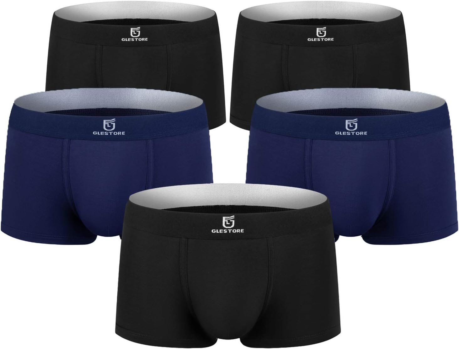 GLESTORE Men's Pack of 4 or 5 Boxer Shorts Elasticated Waist Breathable Underwear