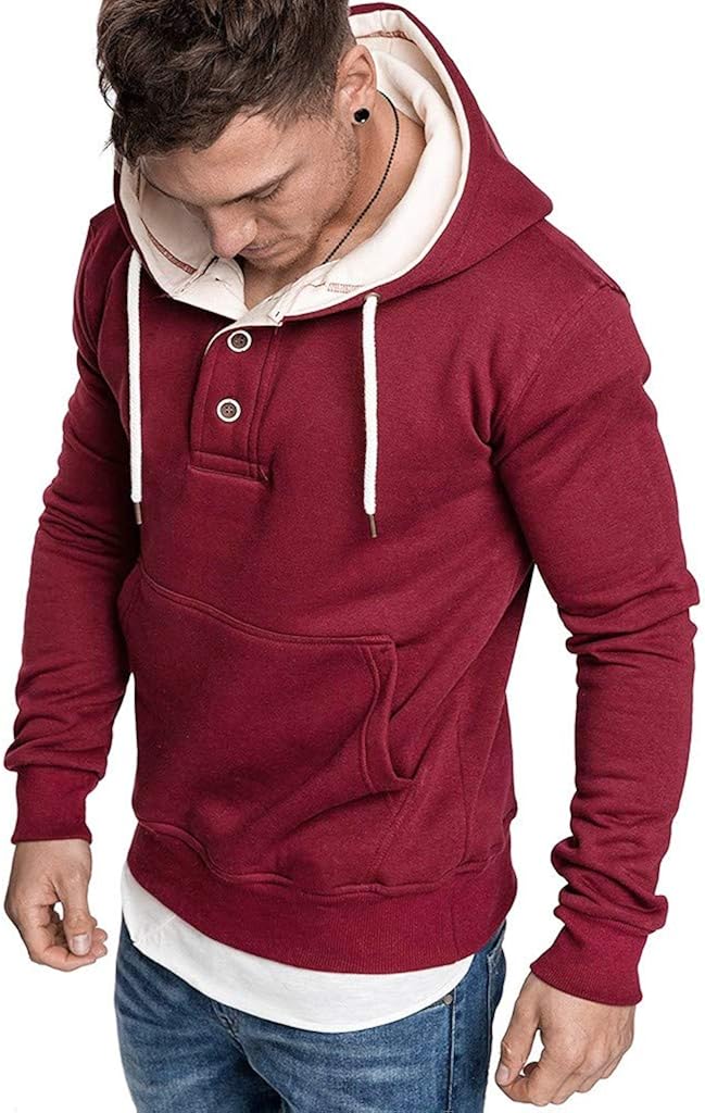 DIOMOR Mens Classic Basic Hooded Sweatshirt with Kanga Pocket Casual Big and Tall Drawstring Hoodie Pullover Outerwear at  Men’s Clothing store