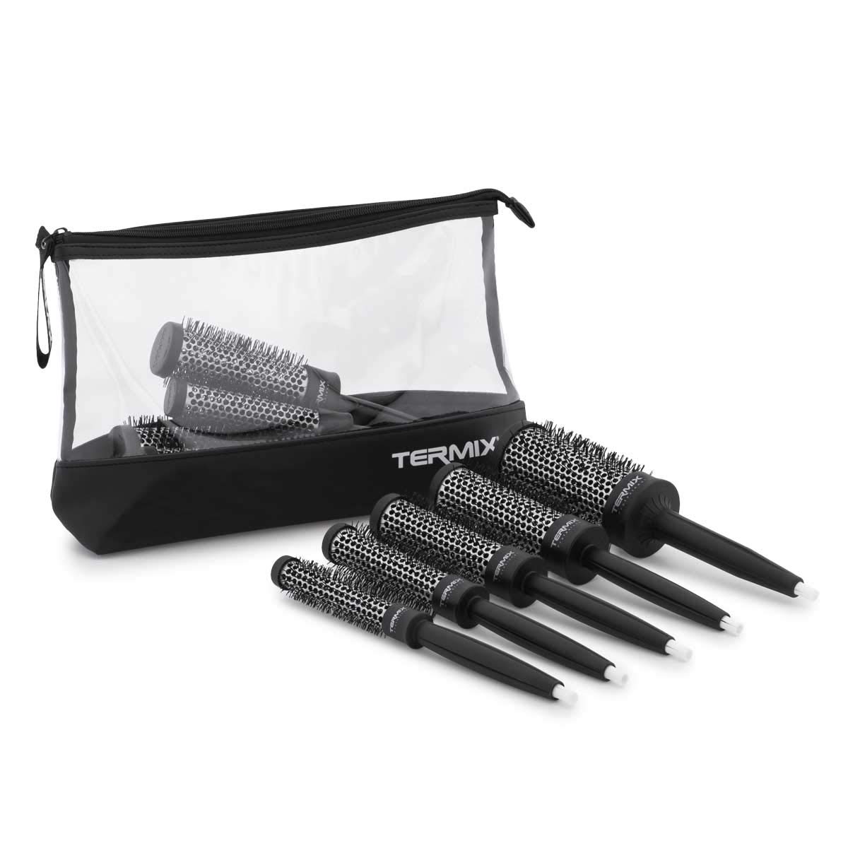 Termix Professional Brush Set Professional Round Thermal Hairdressing Hairbrush Aluminium Tube for Retaining Heat and Reducing Drying Time Pack of 5 Termix Professional Brushes