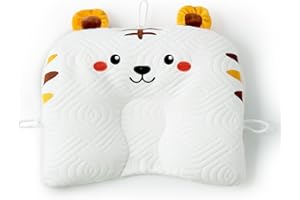 Reidio Adjustable Toddler Pillow Soft and Breathable Ergonomic Design Small Pillow Washable (Tiger)