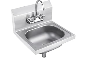 VEXALIFY Stainless Steel Sink, Commercial Wall Mount Hand Basi, With Gooseneck Tap and Backsplash, NSF Certified for Restaurant, Kitchen, Bar, Garage and Home