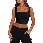Zeagoo Women's Square Neck Sleeveless Crop Tops 2026 Cute Double Layer Casual Slim Fit Trendy Tank Tops