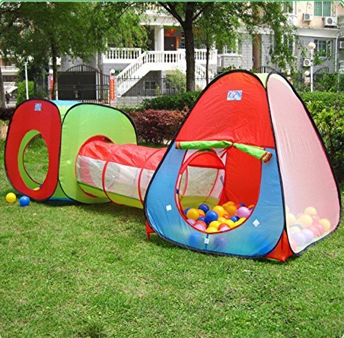 Kids Playhouse Tent with Tunnel Set,PortableFun Outdoor Indoor Bounce Playhouse Ball Tent Toys for Toddlers Child(Ball Pits Not Included)