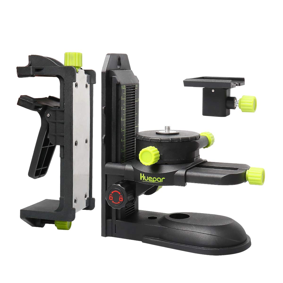 Huepar Professional Ceiling Clamp - Fine-Tuning Bracket Laser Level Adapter - Adustable Magnet Bracket with Adjustable Clip - 360° Adjustable Support with 1/4"-20 Male Threaded - PV10+