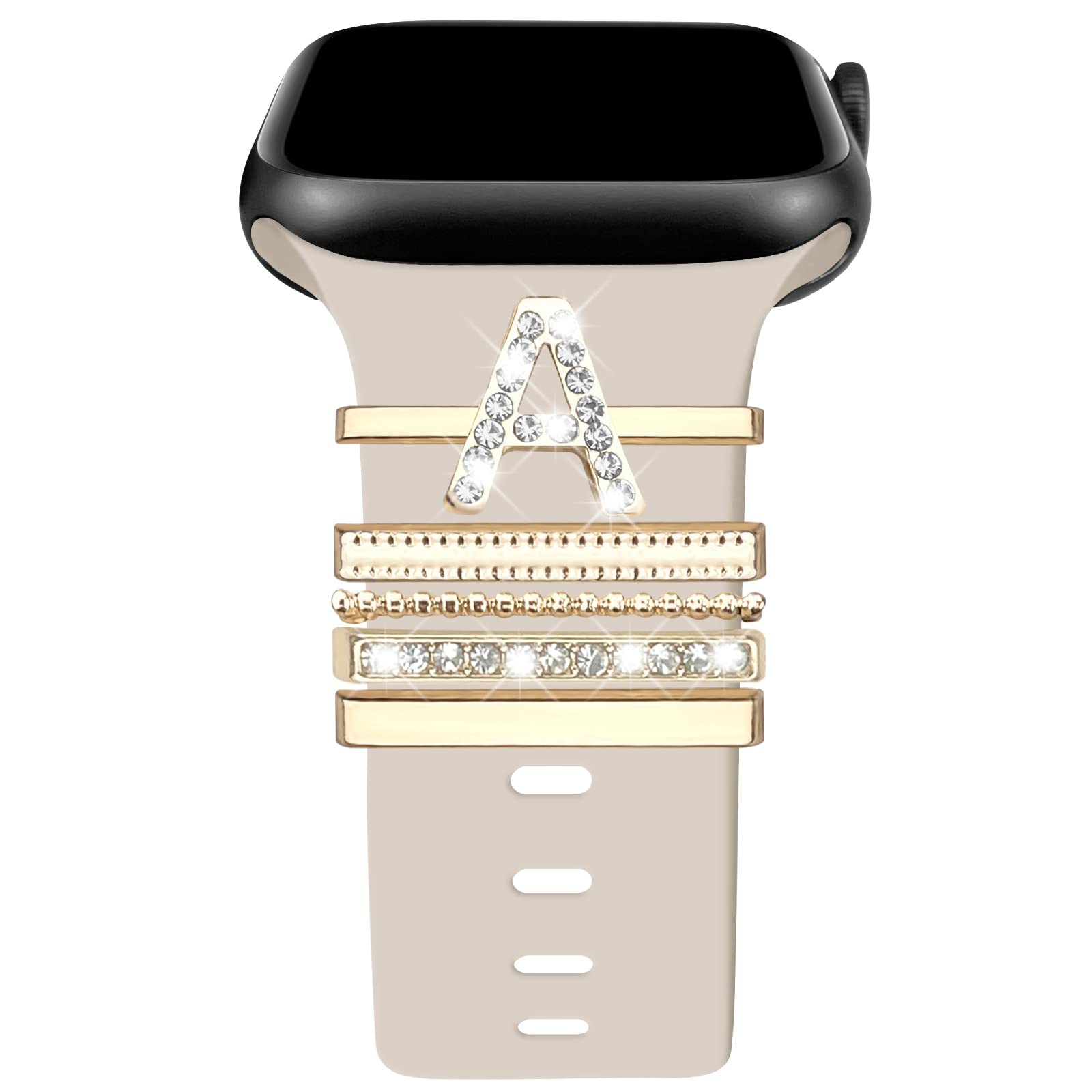 Kakurookie Decorative Rings Loops Compatible with Apple Watch Silicone Bands Charms 49mm 45mm 44mm 42mm 41mm 40mm 38mm iWatch Series 10 9 8 7 6 5 4 3 2 1 SE 2 Ultra 2 Charms Accessories (No Band)