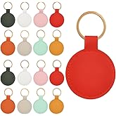 SUNNYCLUE 24Pcs Engraving Key Chain Blank Round Leather Keychain Gold Pu Leather Key Chains Bulk Personalized Double Side Colorful Key Rings Blanks for Engraving DIY Crafts Gifts Holiday Supplies