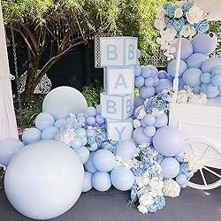 RUBFAC 129pcs Retro Blue Balloons Different Sizes