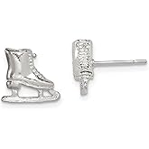 Sterling Silver Ice Skate Stud Earrings Jewelry