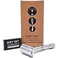Parker 89R 3-Piece Safety Razor Handle with Chrome Plated Brass Handle, and 5 Parker Premium Double Edge Razor Blade Refills