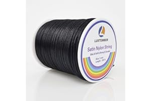 LUSTEMBER 330 Feet Satin Nylon String, 1 mm Silky Smooth Durable Nylon Cord for Jewelry Making, Bracelets, Beading, Necklaces, Macrame, Kumihimo, Rattail, and Chinese Knot Craft