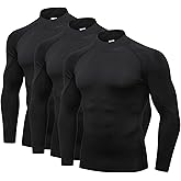 3 Pack Turtleneck Compression Shirts for Men Long Sleeve Athletic Running Tops Football Baselayer Shirts Running Undershirt