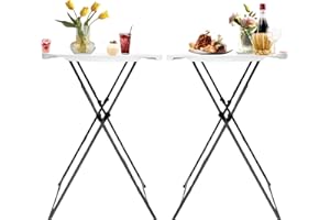 THESEATOP Cocktail Bar Table with Detachable Legs, 31.5x41.5 in Round Folding Bistro Table, Waterproof HDPE Thick Tall Hightop Outdoor/Indoor Use for Parties, Weddings, Patio, Cafe (White, 2 Pcs)