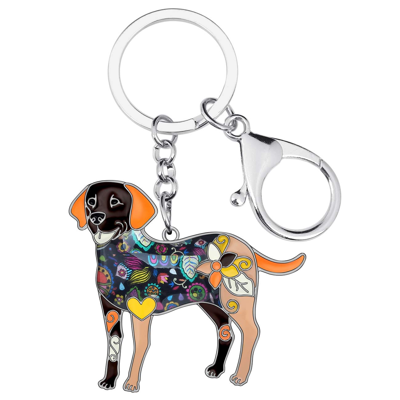 BONSNY Enamel Alloy Heart Labrador Retriever Dog Lover Key For Women Car Purse Charms (Brown)