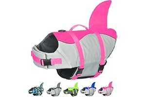 Doglay Dog Life Vest, Ripstop Cute Shark Dog Life Jacket with Superior Buoyancy and Rescue Handle, Adjustable Dog Life Vests for Boating Swimming, Pet Flotation Vest for Small Medium Large Dogs