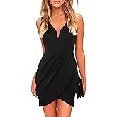 oxiuly Women's Wrap V Neck Bodycon Ruched Cocktail Party Dress Chic Church Wedding Club Pencil Dresses OX345